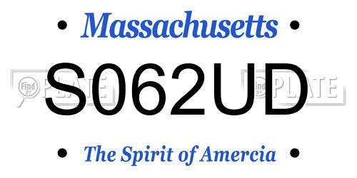S062UD Massachusetts License Plate