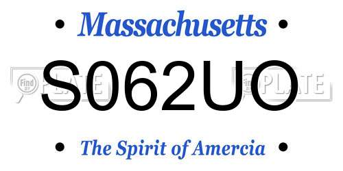 S062UO Massachusetts License Plate