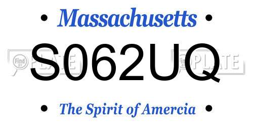 S062UQ Massachusetts License Plate