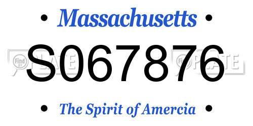 S067876 Massachusetts License Plate