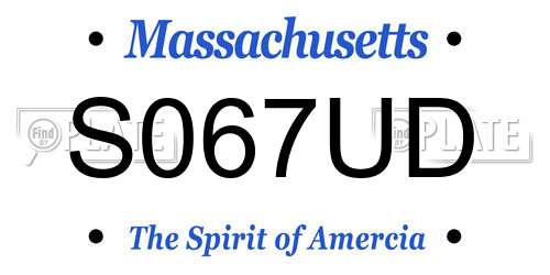 S067UD Massachusetts License Plate