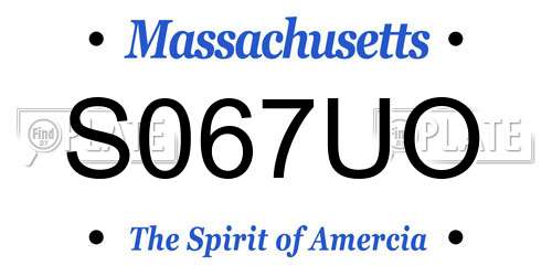 S067UO Massachusetts License Plate