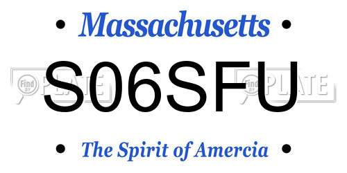 S06SFU Massachusetts License Plate