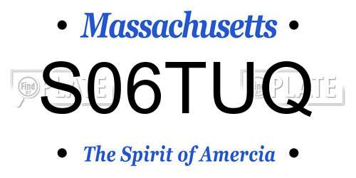 S06TUQ Massachusetts License Plate