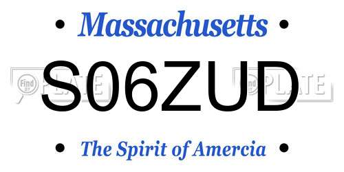 S06ZUD Massachusetts License Plate