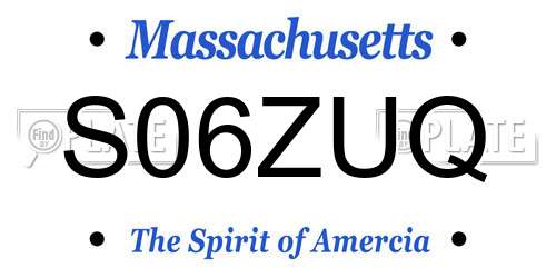 S06ZUQ Massachusetts License Plate