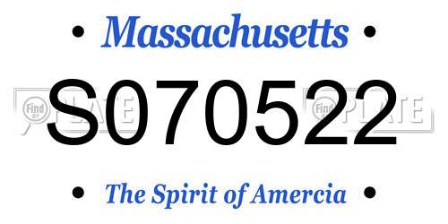 S070522 Massachusetts License Plate