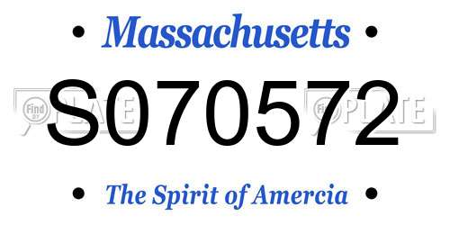 S070572 Massachusetts License Plate