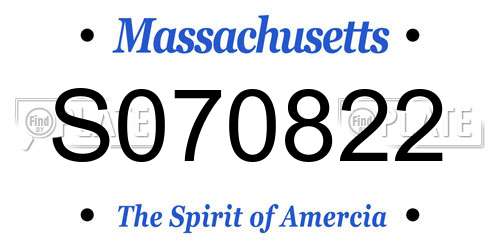 S070822 Massachusetts License Plate