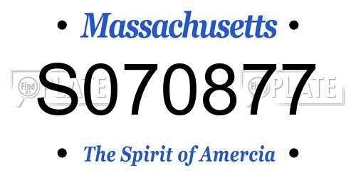 S070877 Massachusetts License Plate