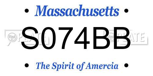 S074BB Massachusetts License Plate