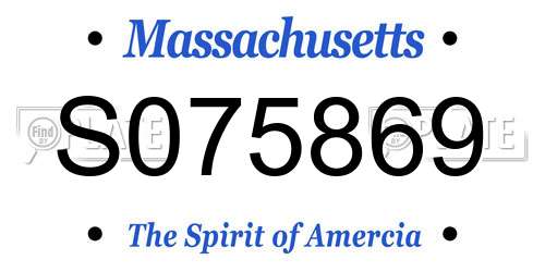 S075869 Massachusetts License Plate