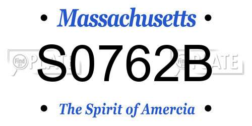 S0762B Massachusetts License Plate