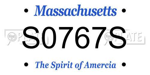 S0767S Massachusetts License Plate