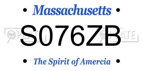 S076ZB Massachusetts License Plate