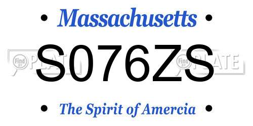 S076ZS Massachusetts License Plate