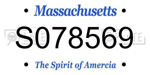 S078569 Massachusetts License Plate