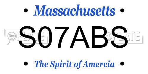 S07ABS Massachusetts License Plate