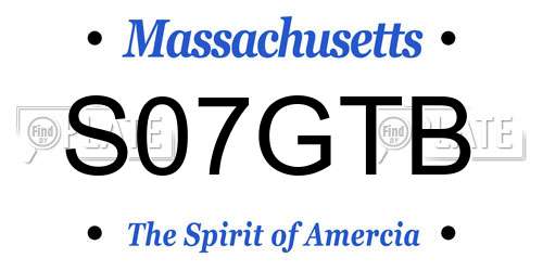 S07GTB Massachusetts License Plate