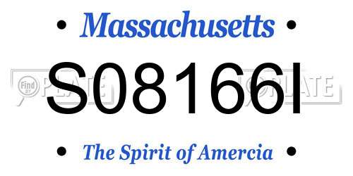 S08166I Massachusetts License Plate