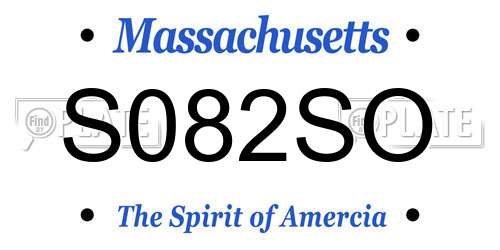 S082SO Massachusetts License Plate