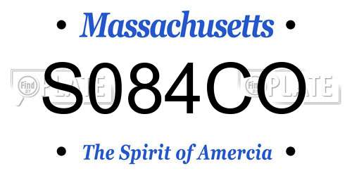 S084CO Massachusetts License Plate