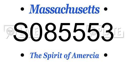 S085553 Massachusetts License Plate