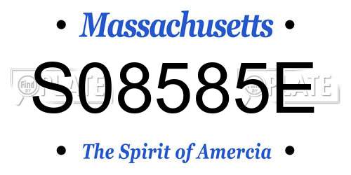 S08585E Massachusetts License Plate