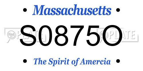 S0875O Massachusetts License Plate
