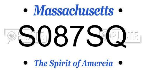 S087SQ Massachusetts License Plate