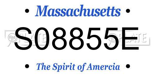 S08855E Massachusetts License Plate