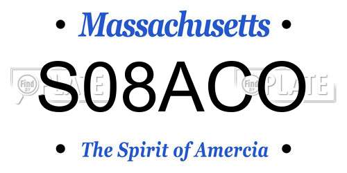S08ACO Massachusetts License Plate
