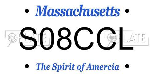 S08CCL Massachusetts License Plate