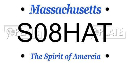 S08HAT Massachusetts License Plate