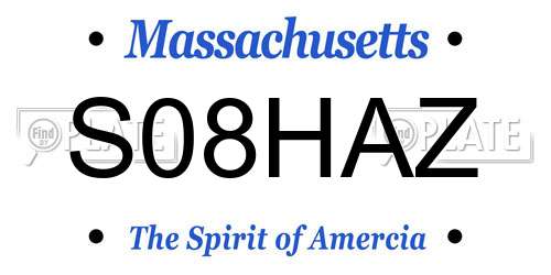 S08HAZ Massachusetts License Plate