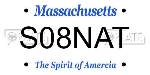 S08NAT Massachusetts License Plate