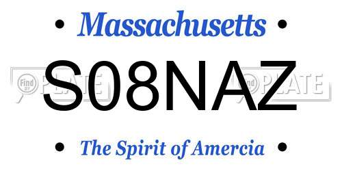 S08NAZ Massachusetts License Plate