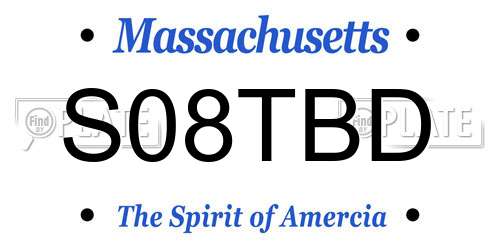 S08TBD Massachusetts License Plate