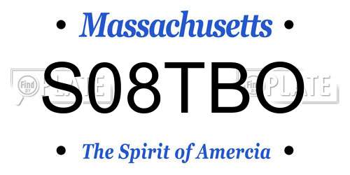 S08TBO Massachusetts License Plate