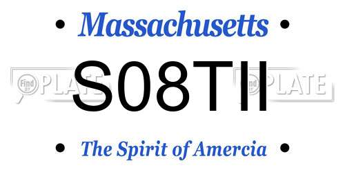 S08TII Massachusetts License Plate