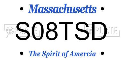 S08TSD Massachusetts License Plate