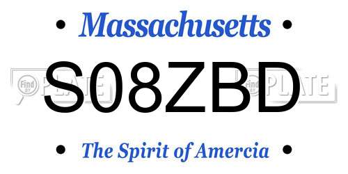 S08ZBD Massachusetts License Plate