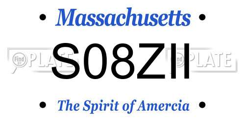 S08ZII Massachusetts License Plate