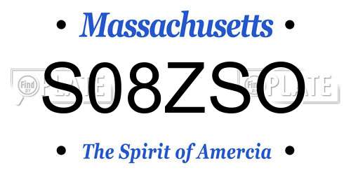 S08ZSO Massachusetts License Plate