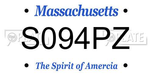 S094PZ Massachusetts License Plate