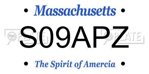S09APZ Massachusetts License Plate
