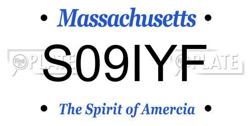 S09IYF Massachusetts License Plate