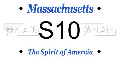 S10 Massachusetts License Plate