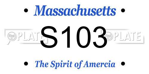 S103 Massachusetts License Plate