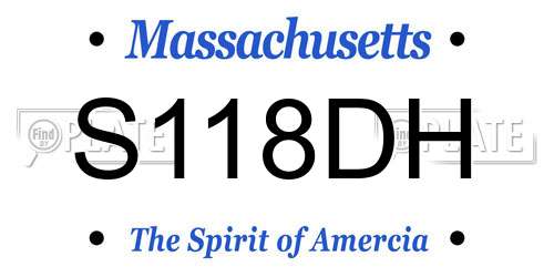 S118DH Massachusetts License Plate